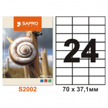 [S24.S2002] Етикетки клейкі SAPRO labels 24 шт/арк, 70 х 37,1мм, 100 аркушів в упаковці