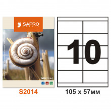 [S10.S2014] Етикетки клейкі SAPRO labels 10 шт/арк, 105 х 57мм, 100 аркушів в упаковці