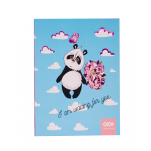 [ZB.12768-14] БлокнотSWEET Panda, А-5, 64 арк., кліт., ітгр. обкл., мат. лам.+Уфлак, KIDS Line, блакитний