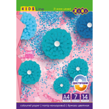 [ZB.1909] Набір двостороннього кольорового паперу А4, 14 аркушів: 7 кольорів